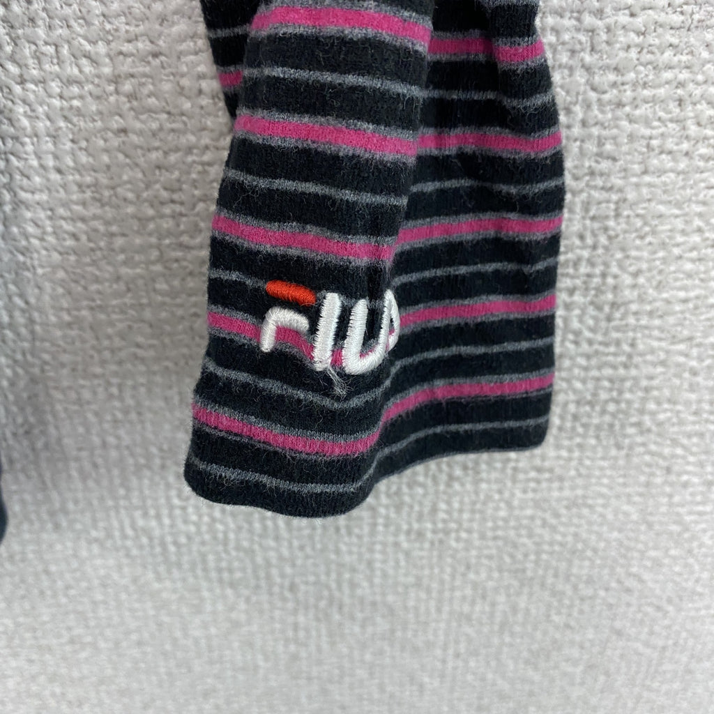 FILA　フィラ　ゴルフウェア　長袖ハーフジップポロシャツ　ボーダー　黒　ブラック　Mサイズ