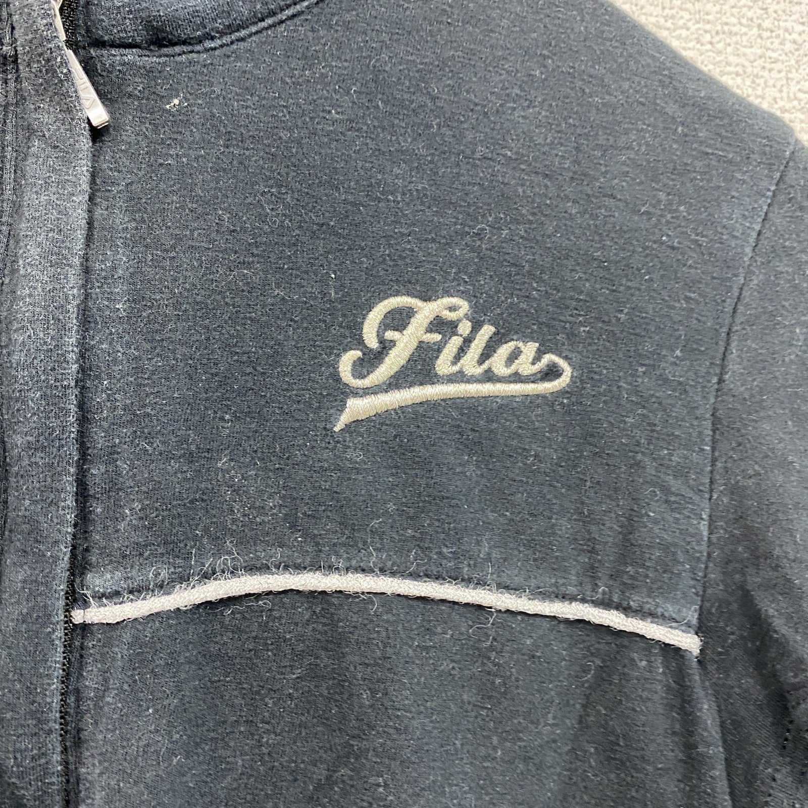 FILA　フィラ　ゴルフウェア　長袖ハーフジップポロシャツ　ボーダー　黒　ブラック　Mサイズ
