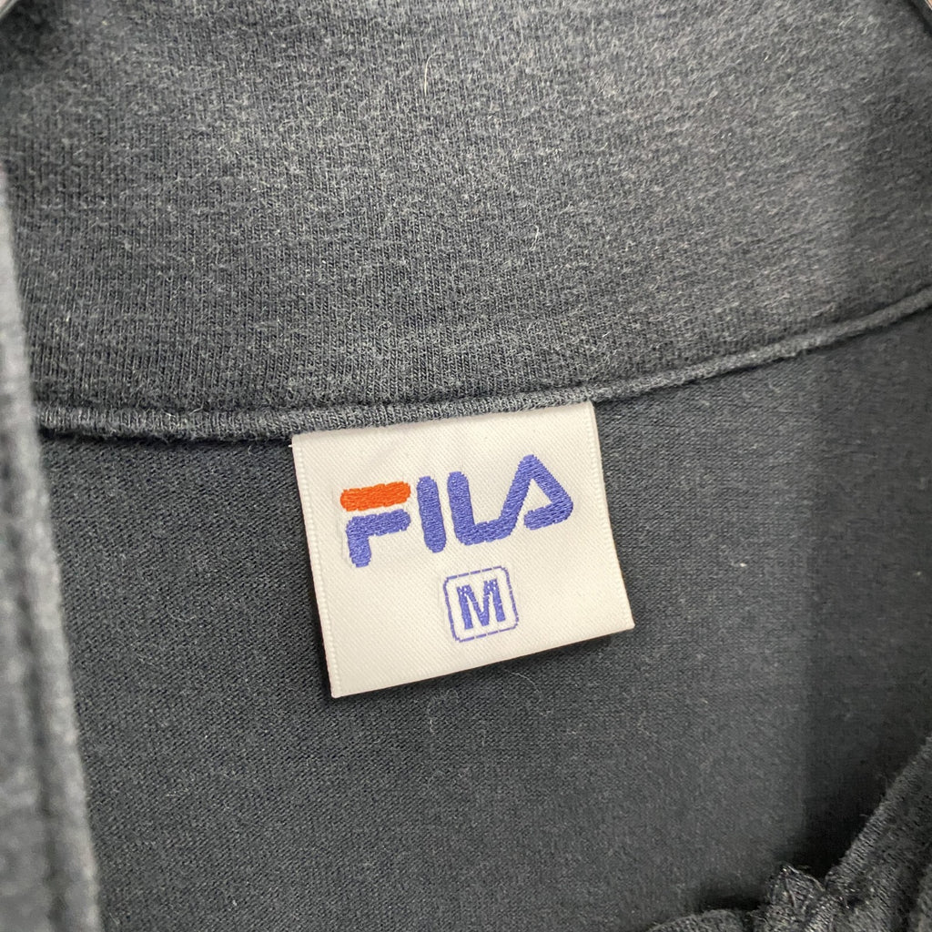 FILA　フィラ　ゴルフウェア　長袖ハーフジップポロシャツ　ボーダー　黒　ブラック　Mサイズ