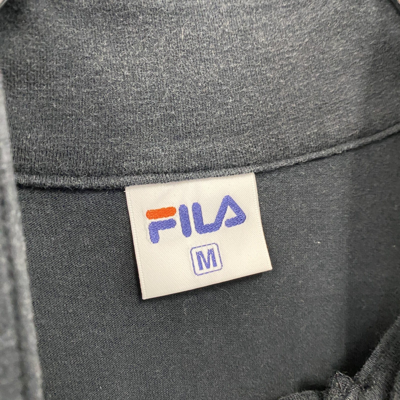 FILA　フィラ　ゴルフウェア　長袖ハーフジップポロシャツ　ボーダー　黒　ブラック　Mサイズ