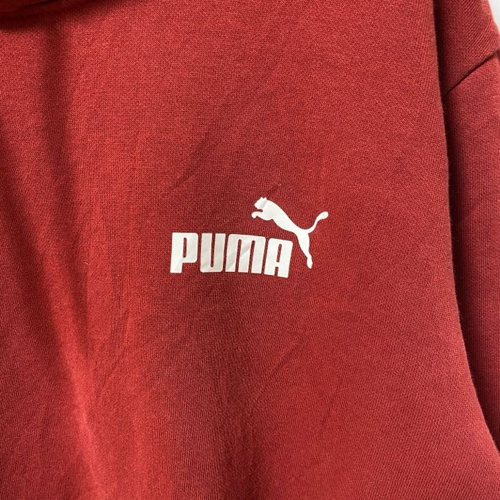 古着 used　puma プーマ　長袖ワンポイントロゴプリントパーカー　フード付きスウェット　ビックシルエット　XLサイズ