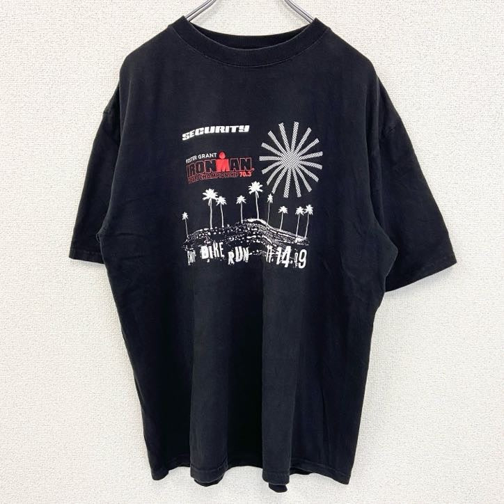 古着 used　ZYNC　IRONMAN　トライアスロン　半袖プリントTシャツ　黒　ブラック　ビックシルエット　XXLサイズ
