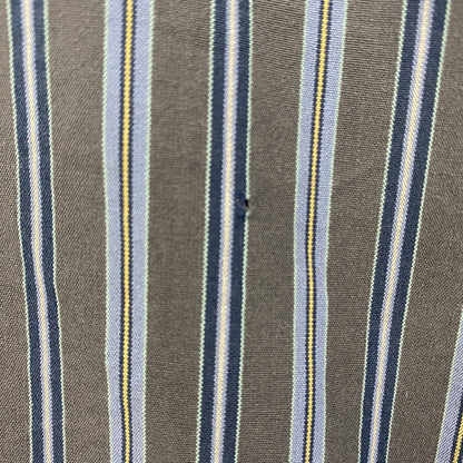 古着 used　GAP　ギャップ　長袖襟付きストライプ柄シャツ　マルチカラー　ネイビー　グレー　黄色　秋冬服　レトロデザイン
