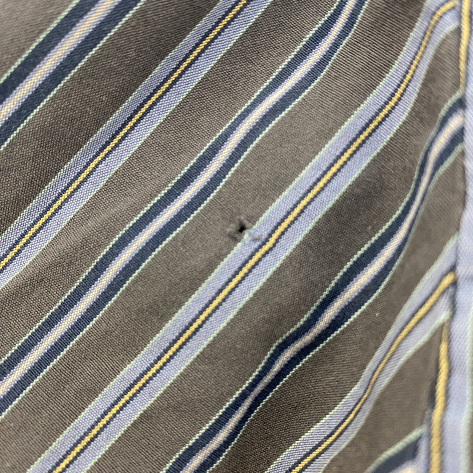 古着 used　GAP　ギャップ　長袖襟付きストライプ柄シャツ　マルチカラー　ネイビー　グレー　黄色　秋冬服　レトロデザイン