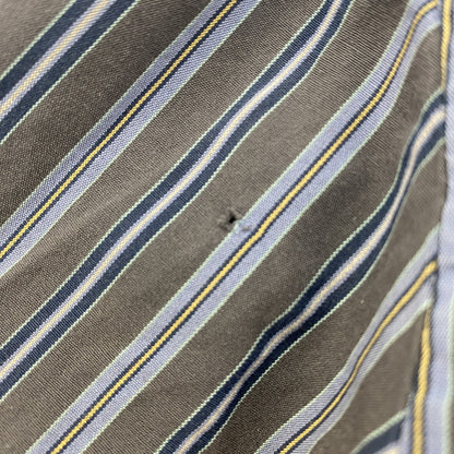 古着 used　GAP　ギャップ　長袖襟付きストライプ柄シャツ　マルチカラー　ネイビー　グレー　黄色　秋冬服　レトロデザイン