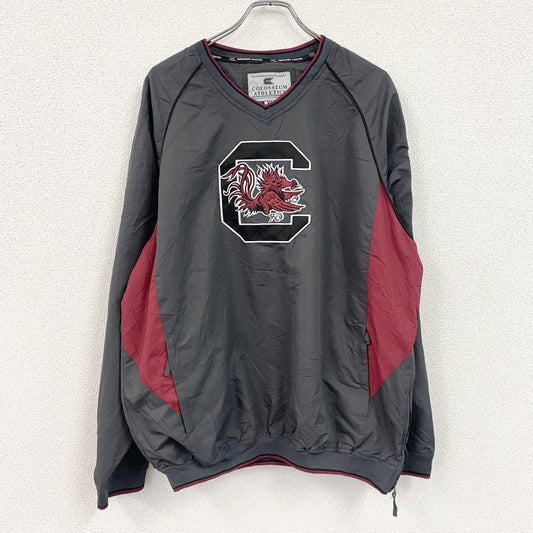 COLOSSEUM ATHLETICS　プルオーバージャケット　Vネック　カレッジロゴ　ワッペン　灰色　グレー　XLサイズ