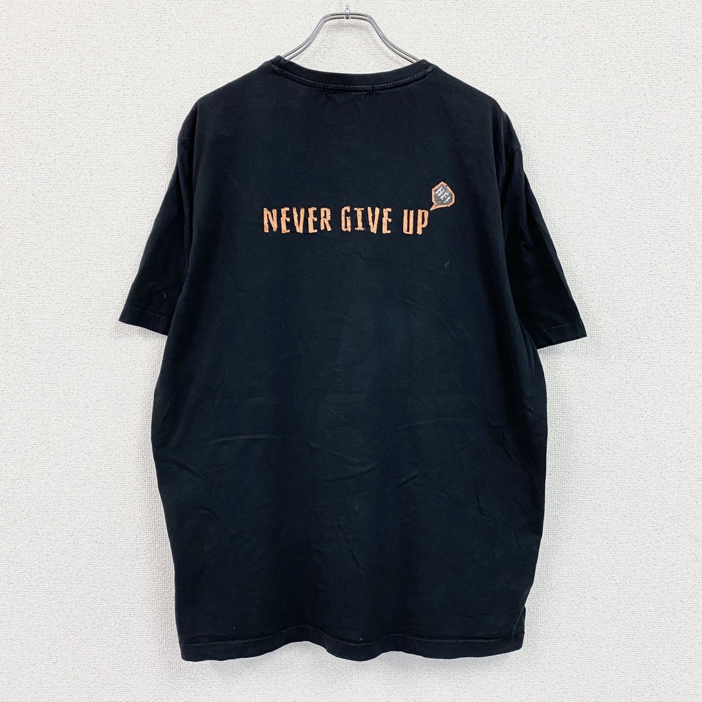 BIG PLUS　JSMIX　半袖プリントアニマルTシャツ　NEVER GIVE UP　黒　ブラック　5XLサイズ