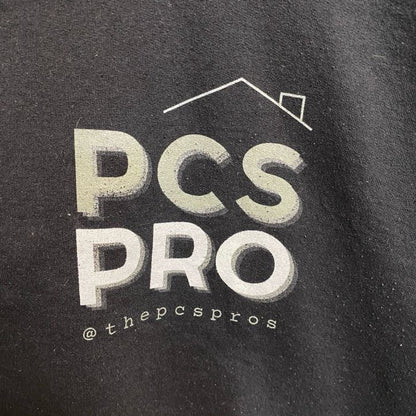 PCSPRO　スウェット/トレーナー　企業ロゴ　3連プリント　英字プリント　黒　ブラック