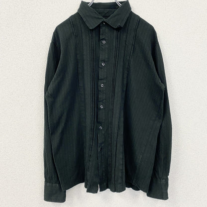 古着 used　PERRY ELLIS　ペリーエリス　長袖襟付きシャツ　黒　ブラック　レトロデザイン　秋冬服　Lサイズ