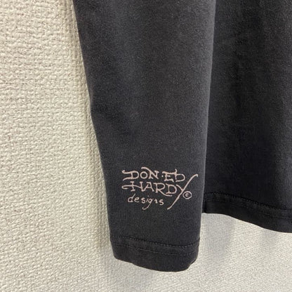 古着 used　Ed Hardy エドハーディー　半袖デザインプリントTシャツ　ドラゴン　ダークグレー　クルーネック　Lサイズ