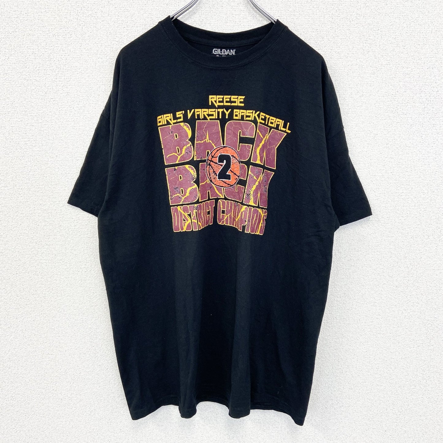 古着 used　GILDAN ギルダン　半袖プリントTシャツ　バスケ　黒　ブラック　クルーネック　ビックシルエット　XLサイズ