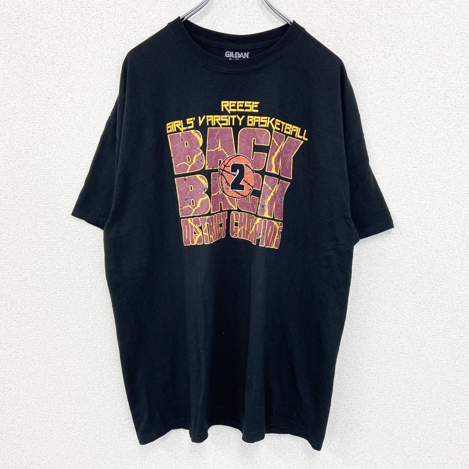 古着 used　GILDAN ギルダン　半袖プリントTシャツ　バスケ　黒　ブラック　クルーネック　ビックシルエット　XLサイズ