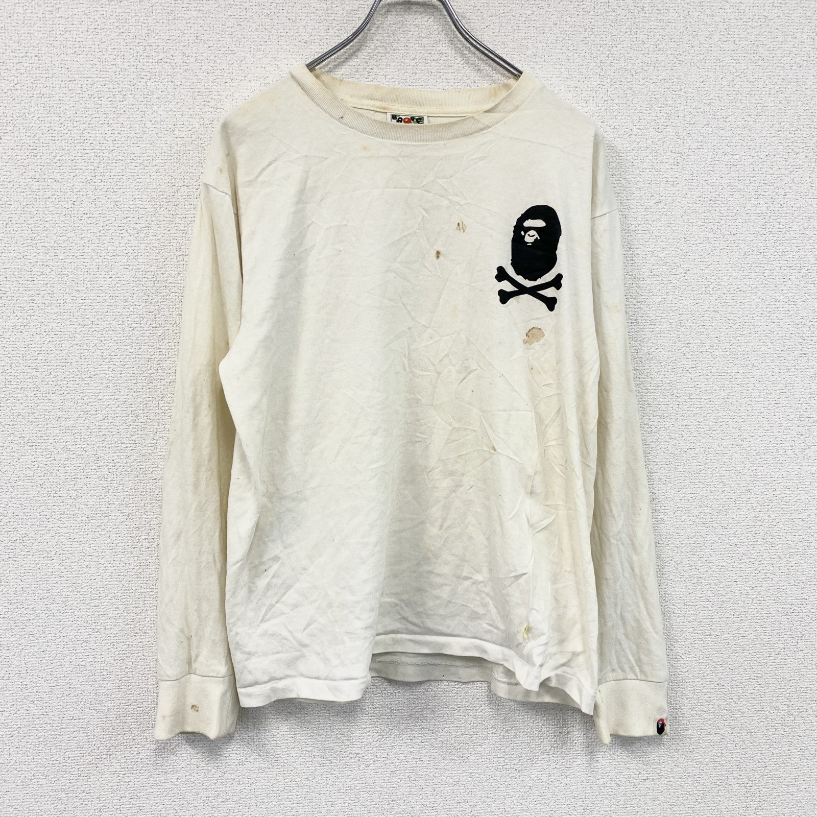A BATHING APE　アベイシングエイプ　長袖Tシャツ/ロンT　白　ホワイト　アイボリー　Mサイズ