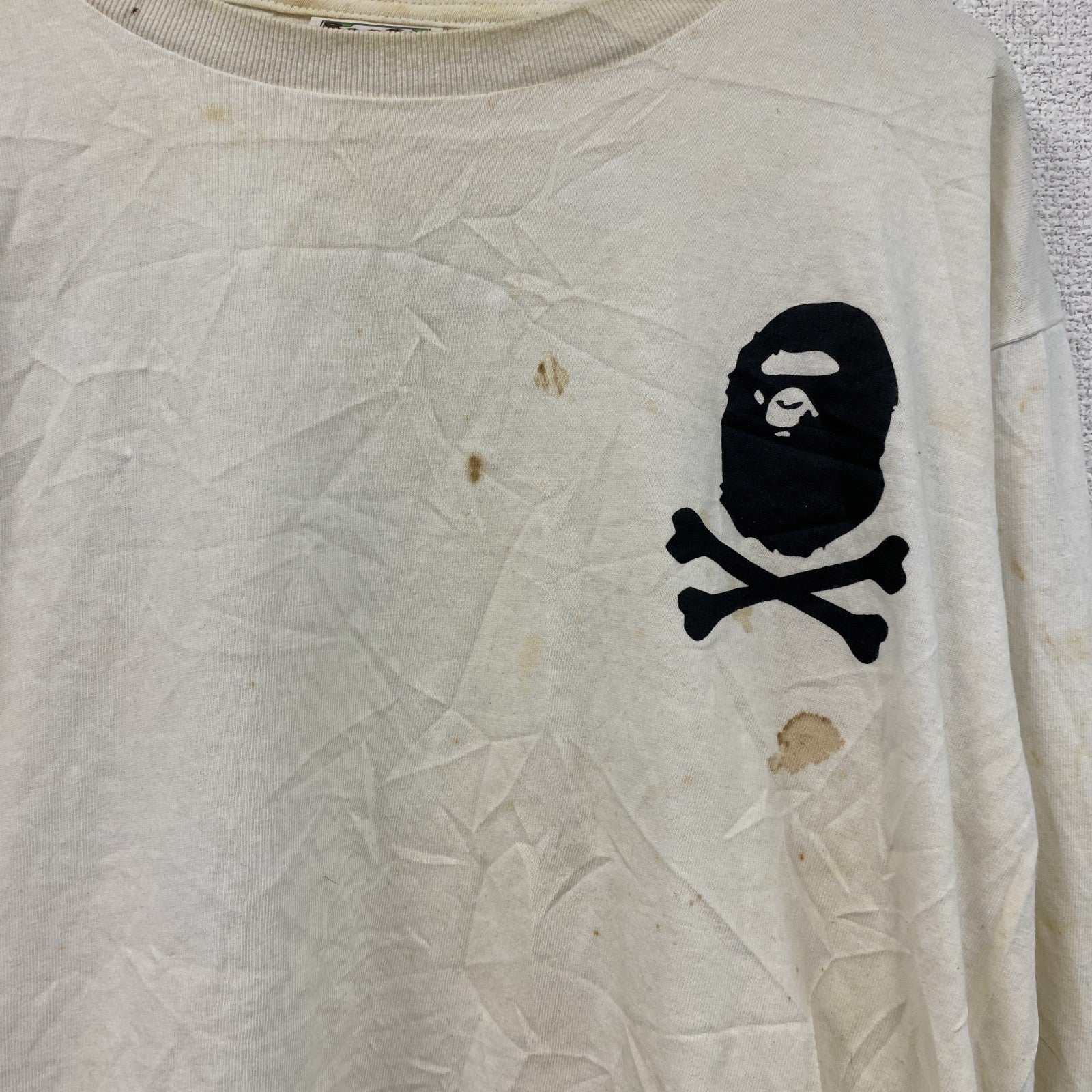 A BATHING APE　アベイシングエイプ　長袖Tシャツ/ロンT　白　ホワイト　アイボリー　Mサイズ