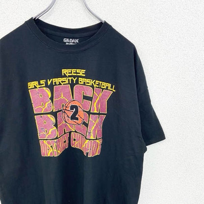 古着 used　GILDAN ギルダン　半袖プリントTシャツ　バスケ　黒　ブラック　クルーネック　ビックシルエット　XLサイズ