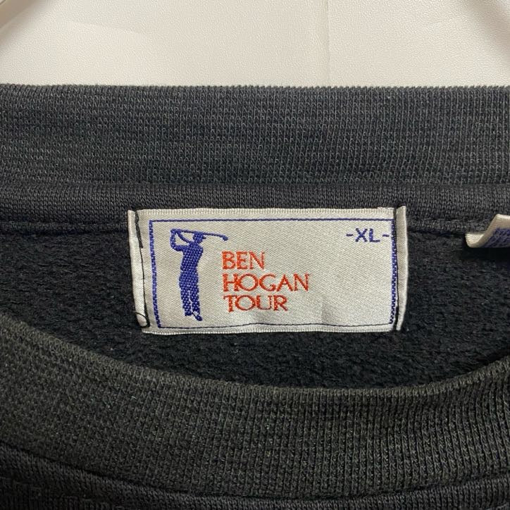 古着 used　BEN HOGAN TOUR　長袖シンプルデザインスウェット　トレーナー　ゴルフ　黒　ビッグシルエット　XLサイズ