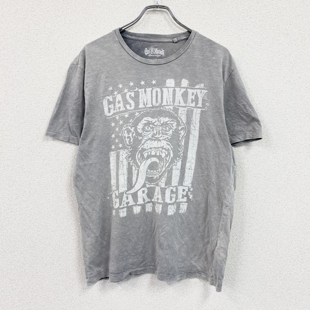Gas Monkey Garage　ガスモンキーガレージ　半袖プリントTシャツ　企業T　灰色　グレー　Lサイズ