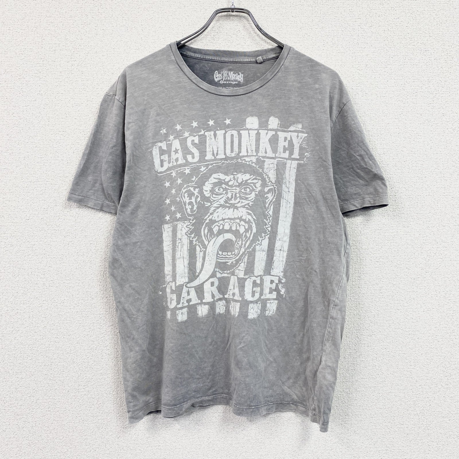Gas Monkey Garage　ガスモンキーガレージ　半袖プリントTシャツ　企業T　灰色　グレー　Lサイズ