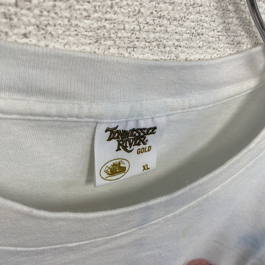 90s　TENNESSEE RIVER　半袖プリントTシャツ　ヴィンテージ　シングルステッチ　白　ホワイト　XLサイズ