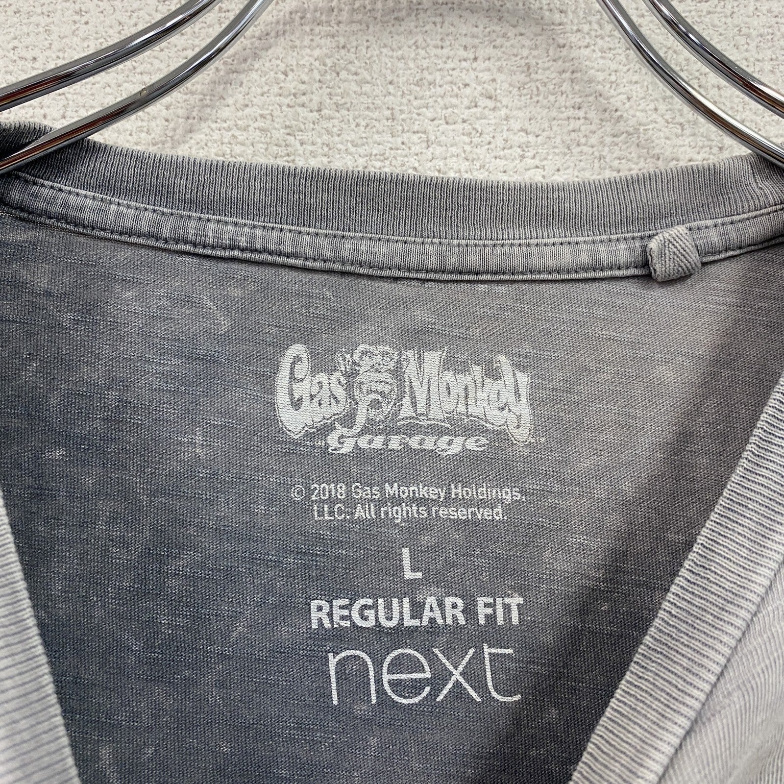Gas Monkey Garage　ガスモンキーガレージ　半袖プリントTシャツ　企業T　灰色　グレー　Lサイズ