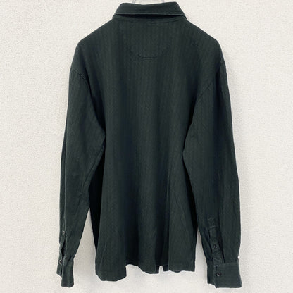 古着 used　PERRY ELLIS　ペリーエリス　長袖襟付きシャツ　黒　ブラック　レトロデザイン　秋冬服　Lサイズ