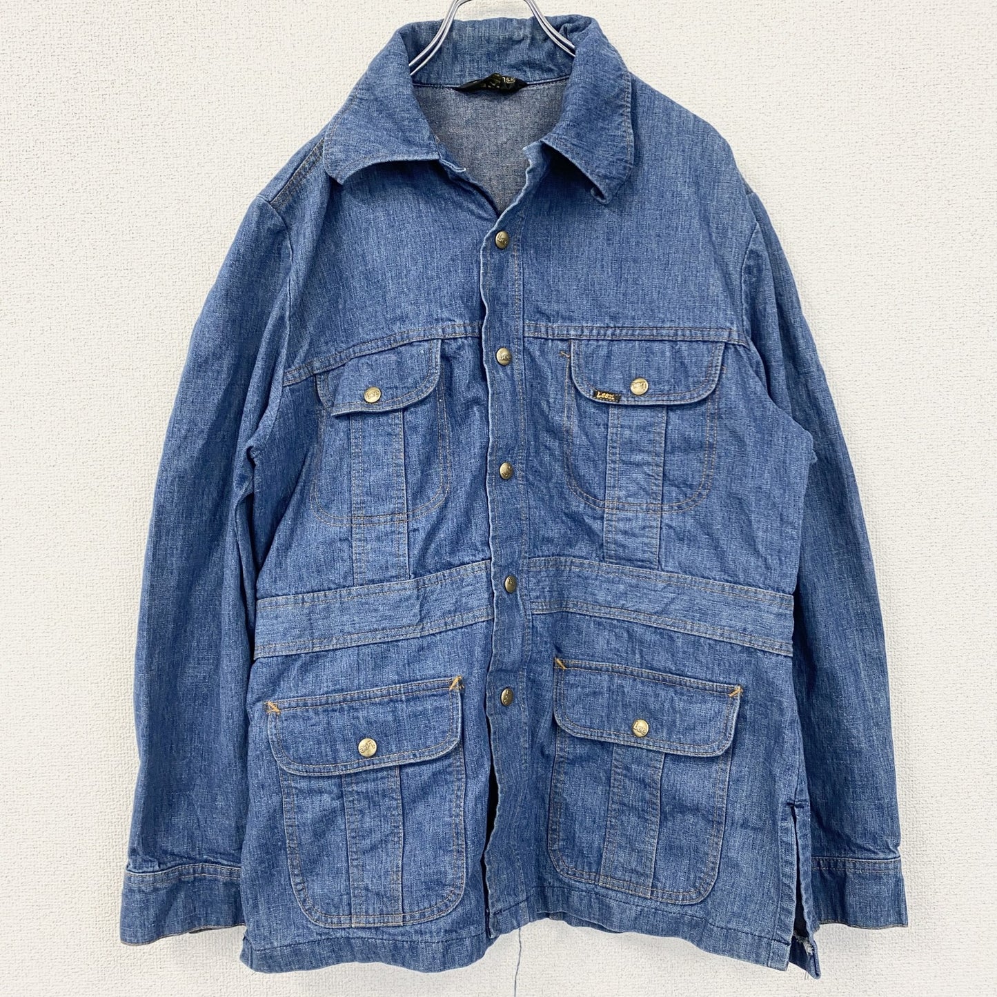 古着 used　～80s　Lee リー　デニムジャケット　ブッシュジャケット　USA製　フラップポケット　インディゴ　Lサイズ