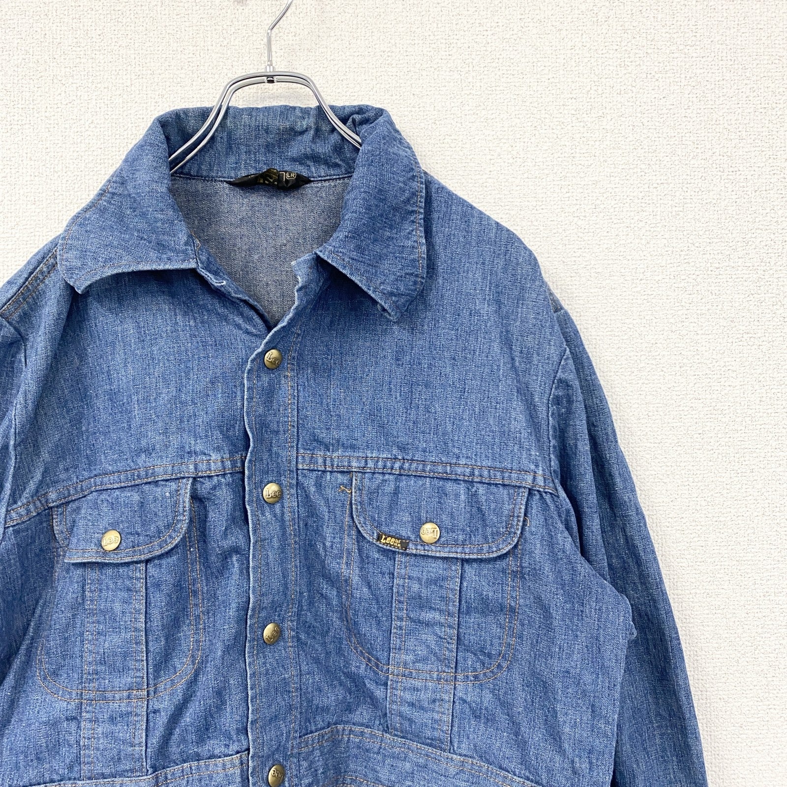 古着 used　～80s　Lee リー　デニムジャケット　ブッシュジャケット　USA製　フラップポケット　インディゴ　Lサイズ