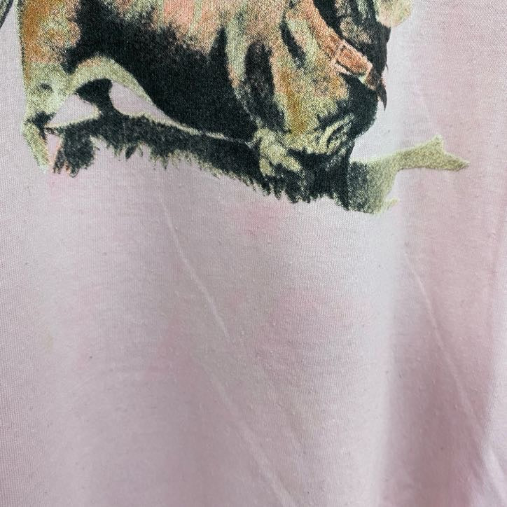～90s　ONEITA　オニータ　半袖アニマルプリントTシャツ　ヴィンテージ　シングルステッチ　ピンク　XLサイズ