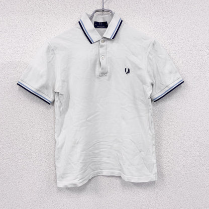 FRED PERRY　フレッドペリー　半袖ポロシャツ　刺繍ロゴ　白　ホワイト　XSサイズ
