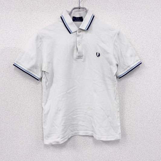 FRED PERRY　フレッドペリー　半袖ポロシャツ　刺繍ロゴ　白　ホワイト　XSサイズ