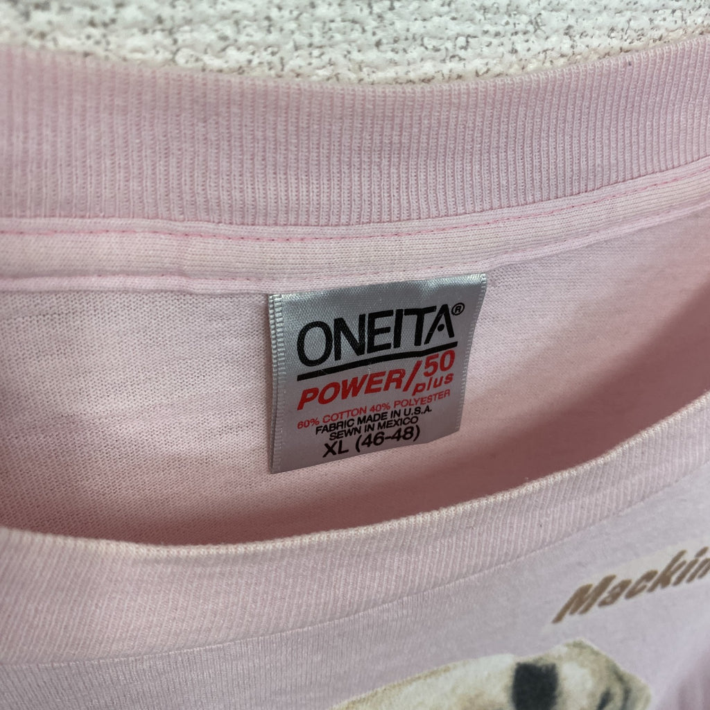 ～90s　ONEITA　オニータ　半袖アニマルプリントTシャツ　ヴィンテージ　シングルステッチ　ピンク　XLサイズ