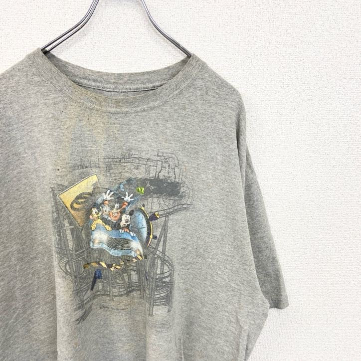 古着 used　Disney ディズニー　90s　半袖キャラクタープリントTシャツ　グレー　灰色　ビックシルエット