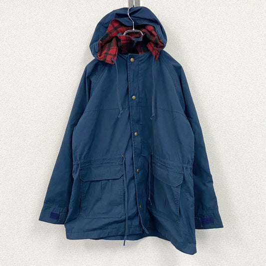 ～70s　Woolrich　ウールリッチ　マウンテンパーカー/フーディー　裏地チェック柄付き　フラップポケット　ラグランスリーブ　ヴィンテージ　紺　ネイビー　Lサイズ
