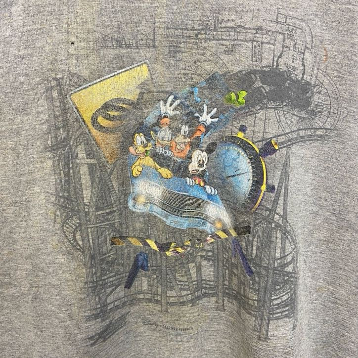 古着 used　Disney ディズニー　90s　半袖キャラクタープリントTシャツ　グレー　灰色　ビックシルエット