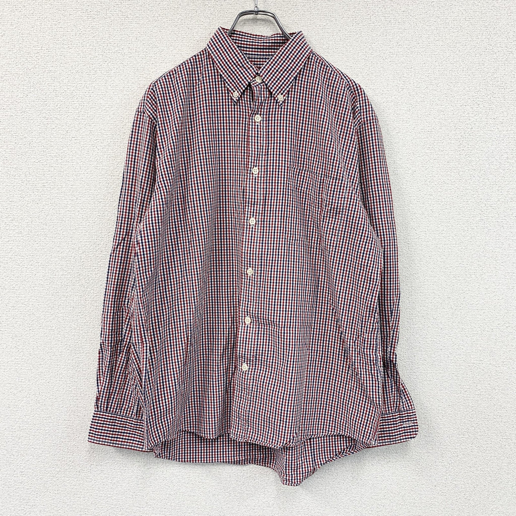 UNIQLO　ユニクロ　長袖ボタンダウンシャツ　チェック柄　赤　レッド　紺　ネイビー　Lサイズ