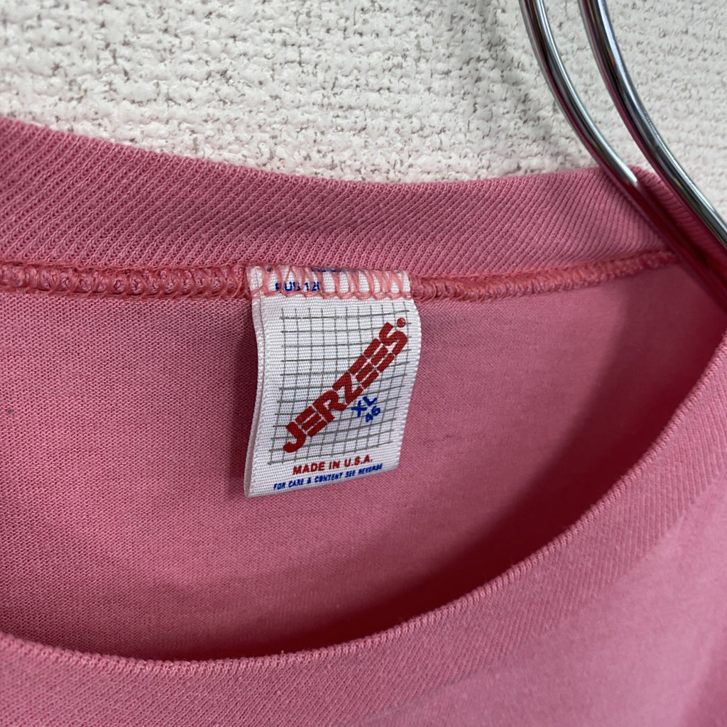 80s　JERZEES　ジャージーズ　半袖プリントTシャツ　ヴィンテージ　シングルステッチ　ピンク　XLサイズ