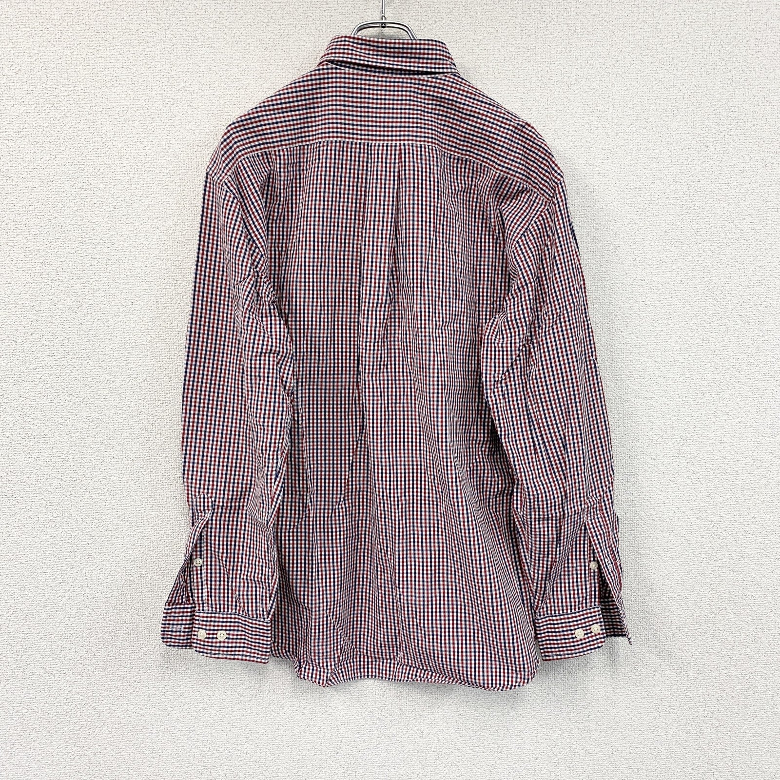 UNIQLO　ユニクロ　長袖ボタンダウンシャツ　チェック柄　赤　レッド　紺　ネイビー　Lサイズ