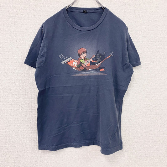 tultex　ヒックとドラゴン　半袖プリントTシャツ　アニメＴ　ムービーＴ　紺　ネイビー　Mサイズ