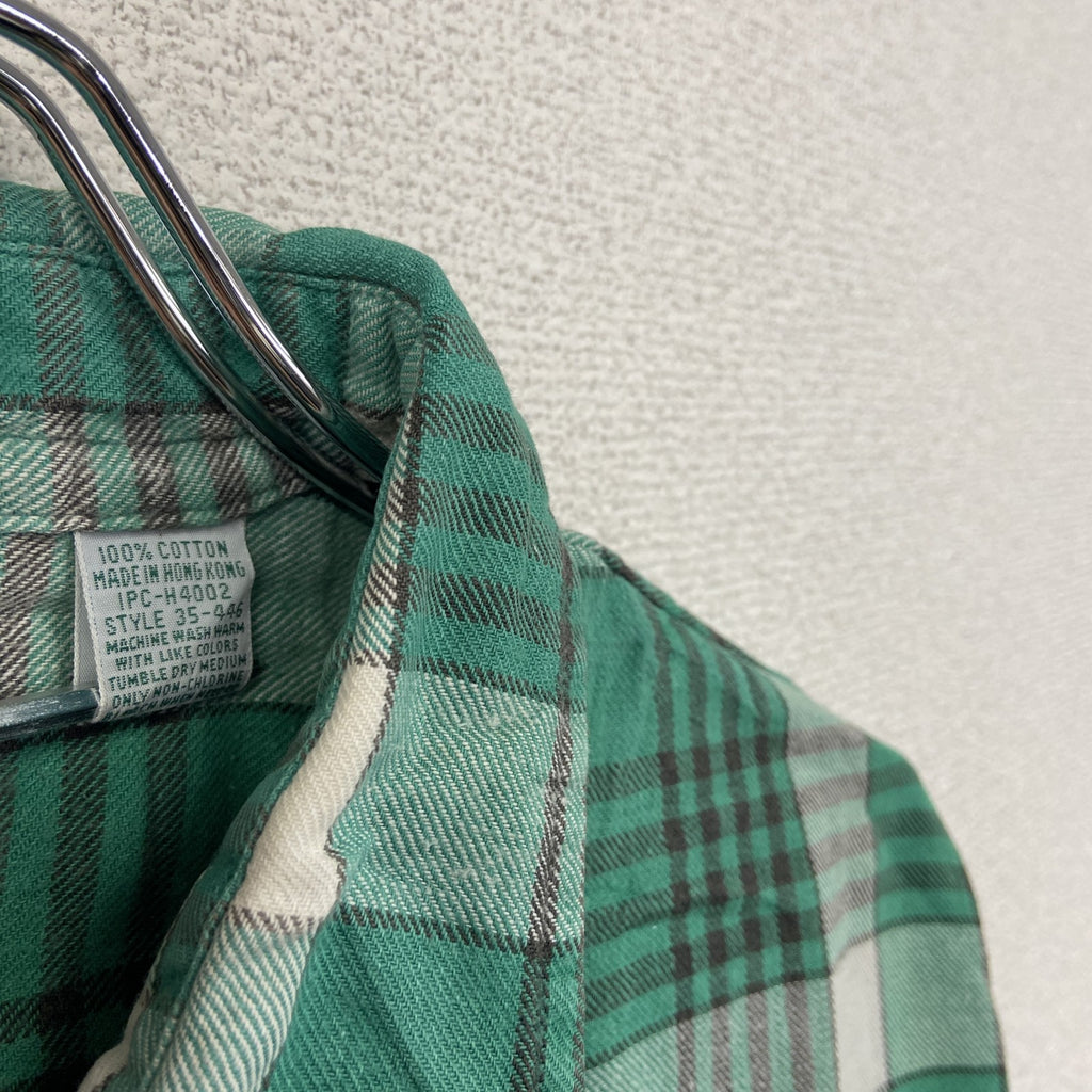 80s　OUTDOOR EXCHANGE　長袖シャツ　チェック柄　ヴィンテージ　緑　グリーン　Lサイズ