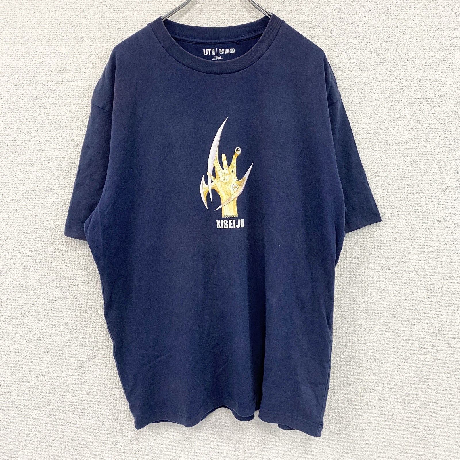UNIQLO　ユニクロ　寄生獣　半袖プリントTシャツ　紺　ネイビー　XLサイズ