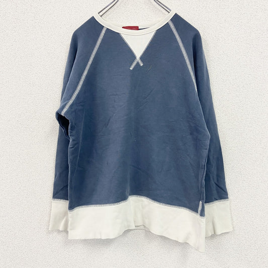 Levi's　リーバイス　TYPE１JEANS　スウェット/トレーナー　前V　ラグランスリーブ　アーチプリント　青　ブルー