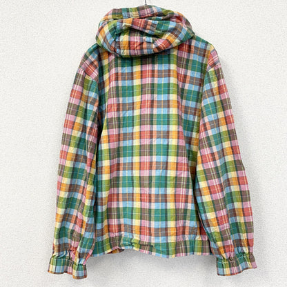 古着 used　TOMMY HILFIGER　トミーヒルフィガー　長袖ワンポイント刺繍チェック柄パーカー　マルチカラー　Mサイズ