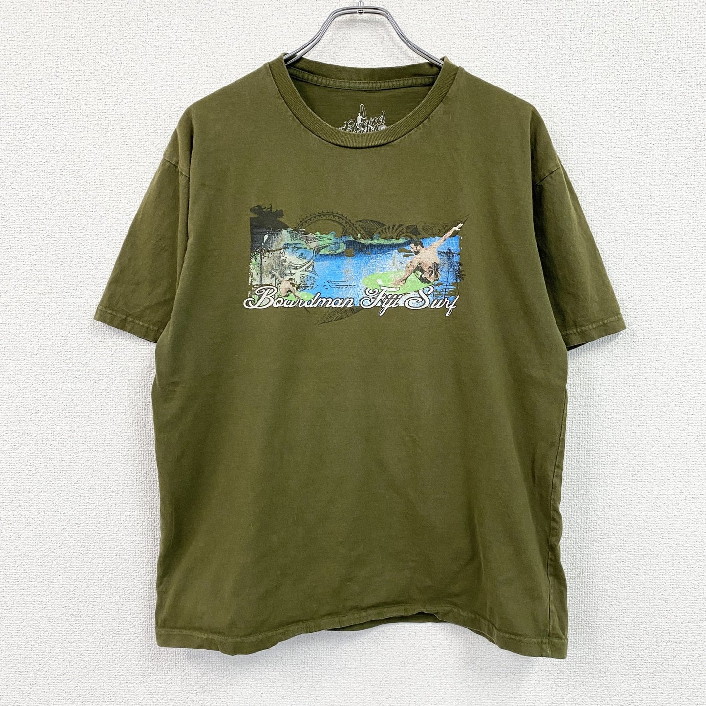 Board Man　半袖プリントTシャツ　surf　サーフィン　サーファー　カーキ　Lサイズ