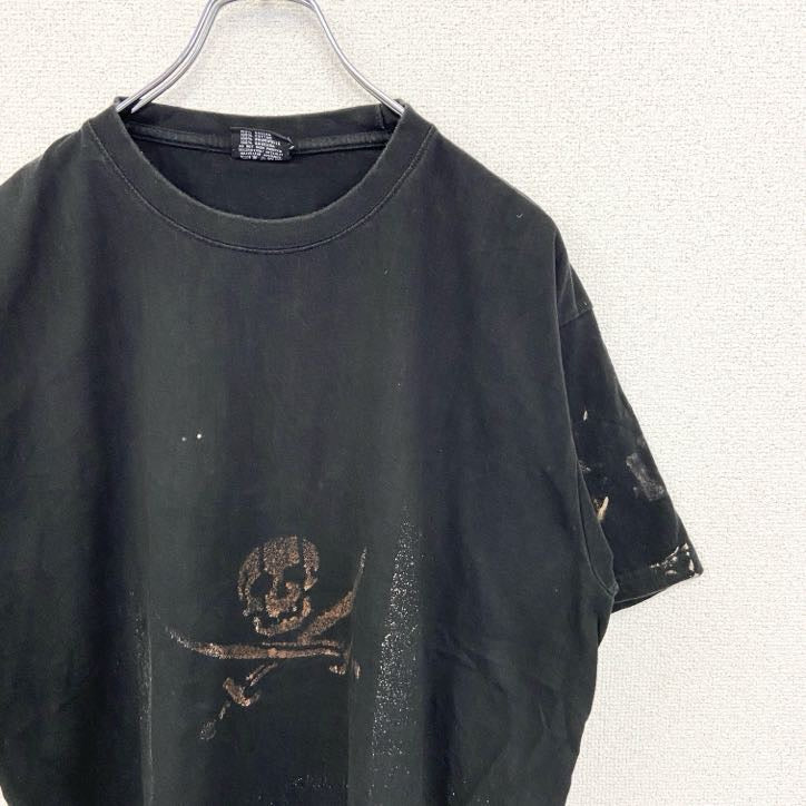 古着 used　LAMBESTE　半袖スカルプリントTシャツ　ドクロ　骸骨　黒　ブラック　クルーネック　Lサイズ