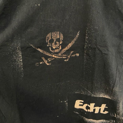 古着 used　LAMBESTE　半袖スカルプリントTシャツ　ドクロ　骸骨　黒　ブラック　クルーネック　Lサイズ