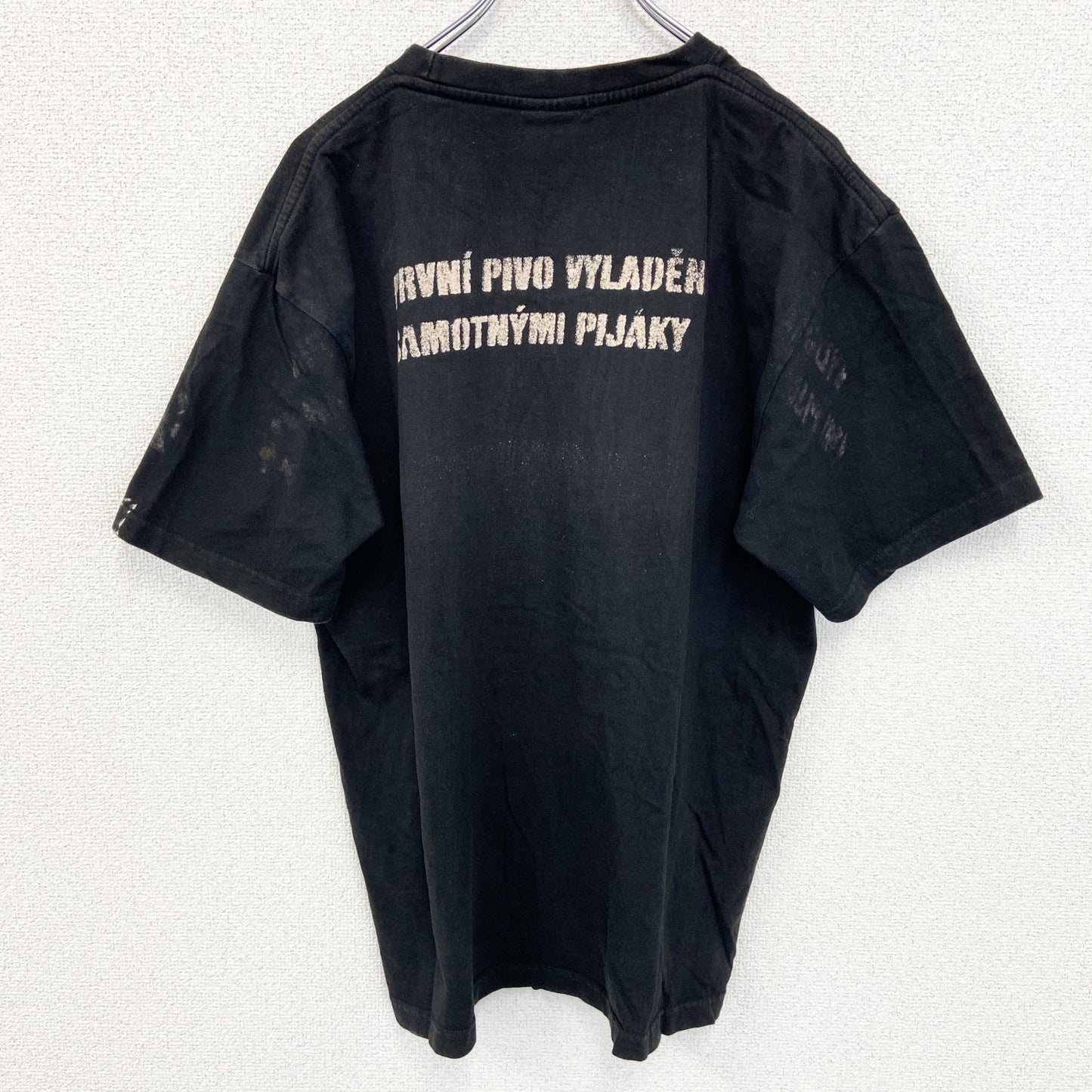 古着 used　LAMBESTE　半袖スカルプリントTシャツ　ドクロ　骸骨　黒　ブラック　クルーネック　Lサイズ