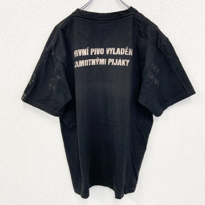 古着 used　LAMBESTE　半袖スカルプリントTシャツ　ドクロ　骸骨　黒　ブラック　クルーネック　Lサイズ