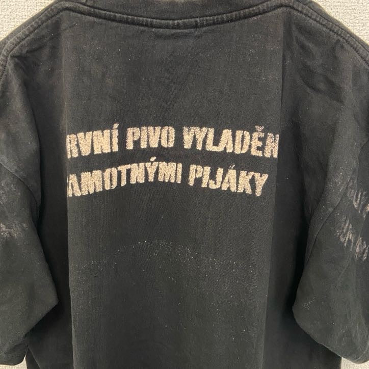 古着 used　LAMBESTE　半袖スカルプリントTシャツ　ドクロ　骸骨　黒　ブラック　クルーネック　Lサイズ