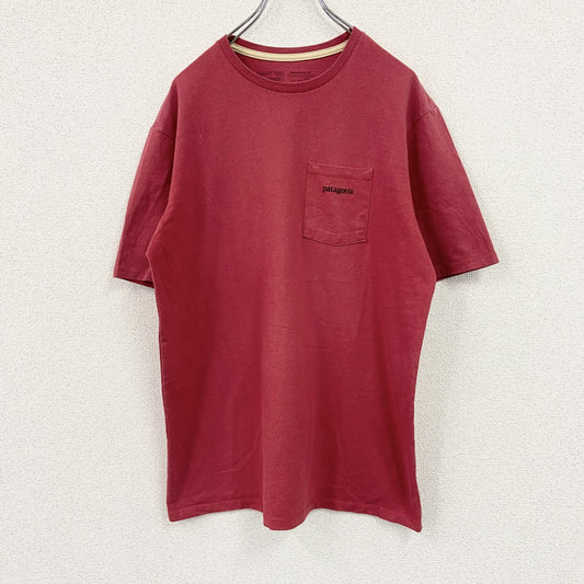 Patagonia　パタゴニア　半袖プリントＴシャツ　デカロゴ　胸ポケット　赤　レッド　Mサイズ