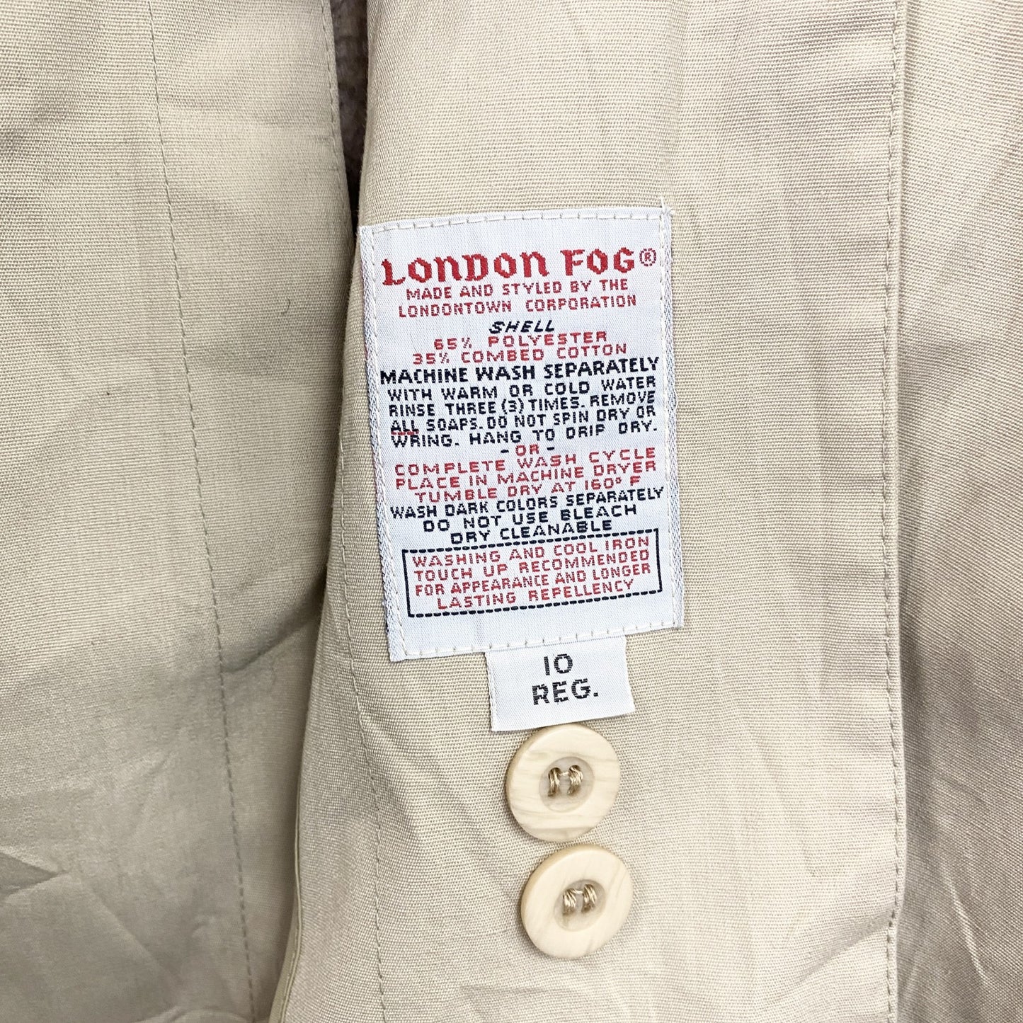 LONDON FOG　ロンドンフォグ　ステンカラーコート　トレンチコート　ベージュ　10サイズ